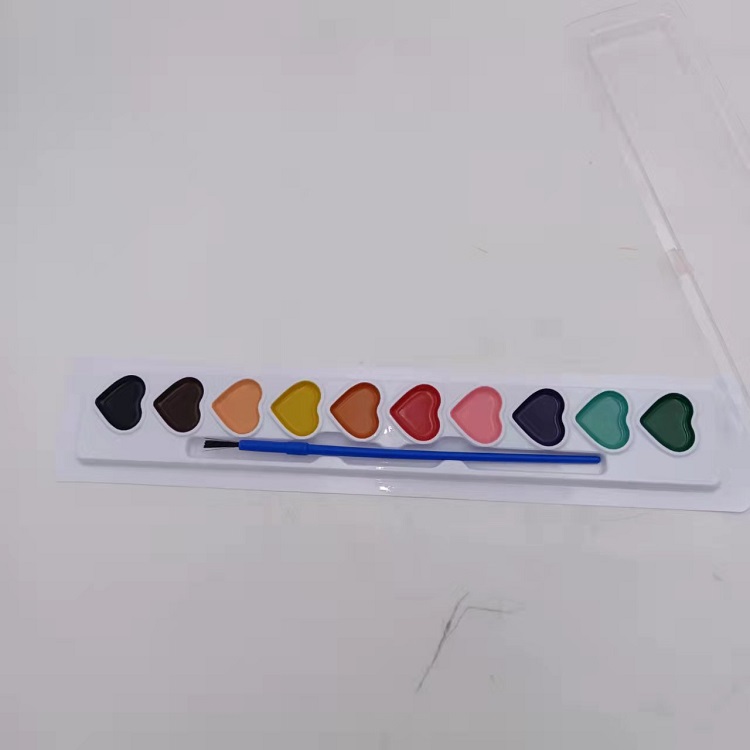 Conjunto de tinta aquarela de 10 cores com pincéis para crianças e adultos