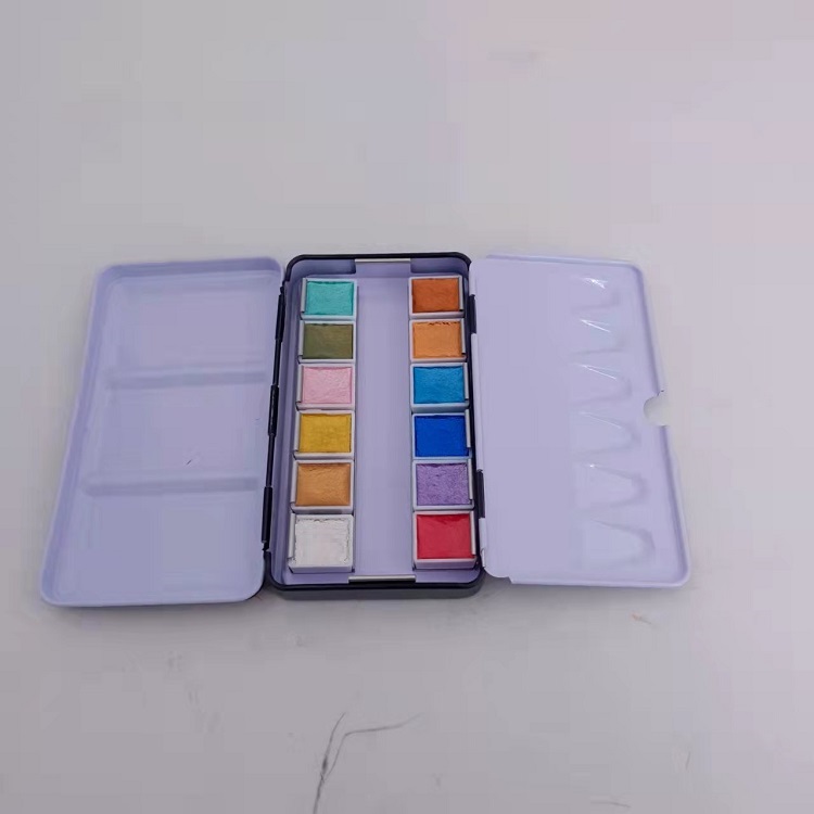 Conjunto aquarela metálica de 12 cores