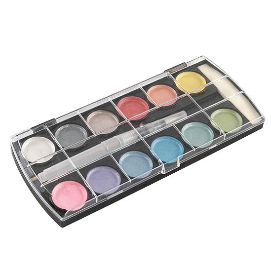 Tintas aquarela metálicas de 12 cores