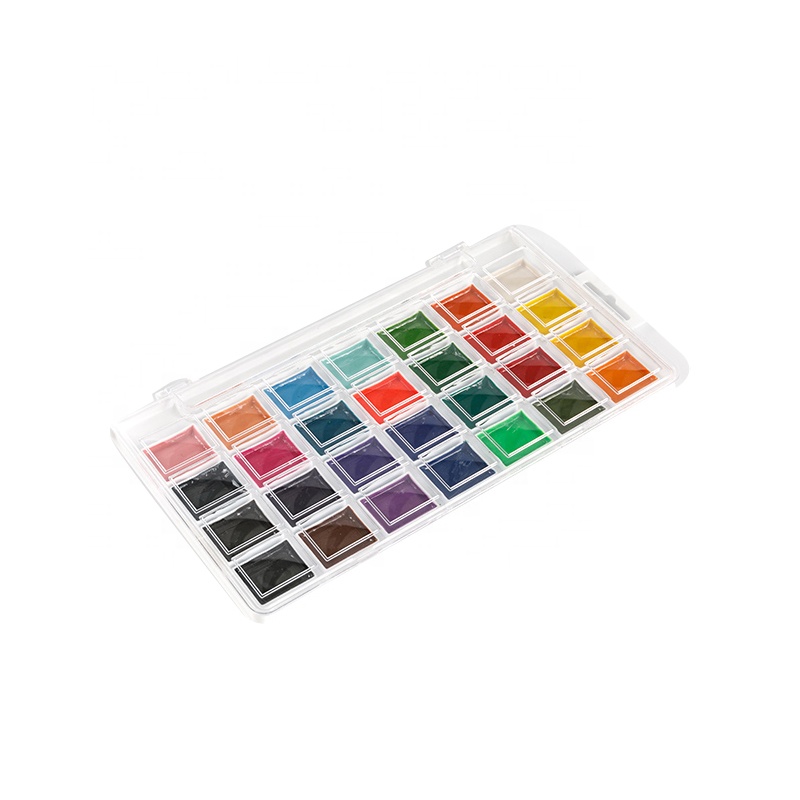 Conjunto de tinta aquarela de 28 cores com pincéis