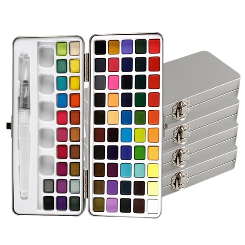 Conjunto de aquarela sólida de 72 cores com caixa de metal